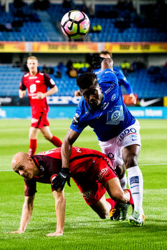 Ruben Kristiansen of Brann and Thomas Olivier Amang Kegueni