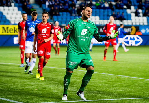 Goalkeeper Piotr Leciejewski of Brann reacts