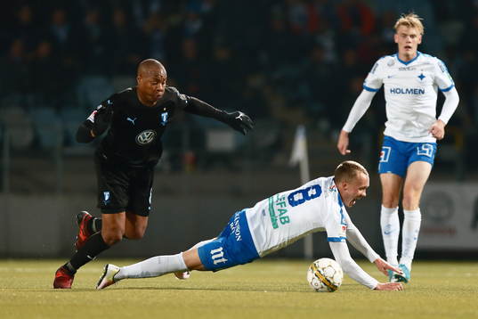 Malmös FFs Carlos Strandberg  och Norrköpings Gudmundur