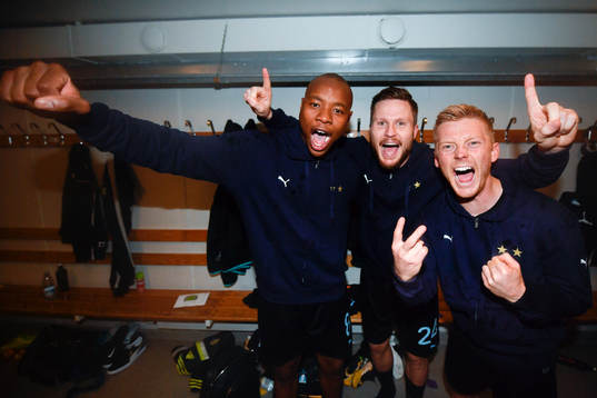 Malmö FFs Carlos Strandberg, Lasse Nielsen och Anders