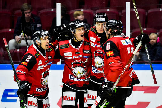 Malmö Redhawks Erik Andersson , Fredrik Händemark och