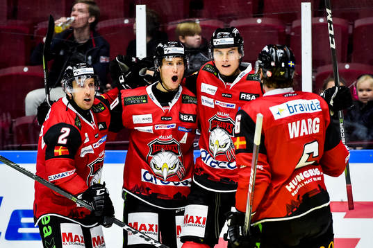 Malmö Redhawks Erik Andersson , Fredrik Händemark och