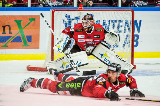 Malmö Redhawks målvakt Oscar Alsenfelt och Niklas Arell