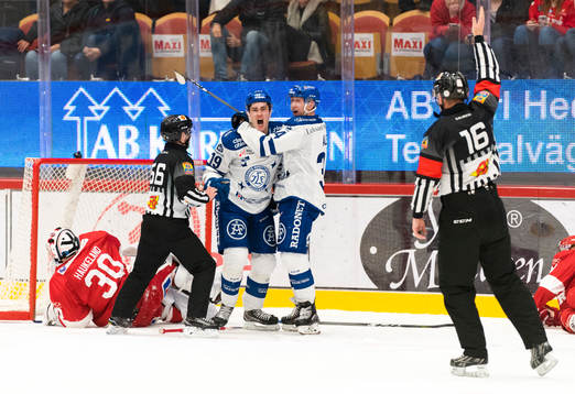 Leksands Tobias Forsberg och Olle Alsing jublar