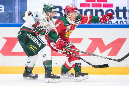 Frölundas Joel Lundqvist och Moras Robin Johansson  i