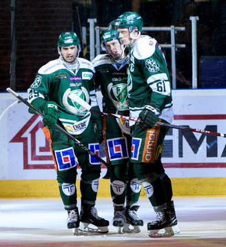 Färjestads Martin Johansson, Joakim Nygård och Johan Ryno