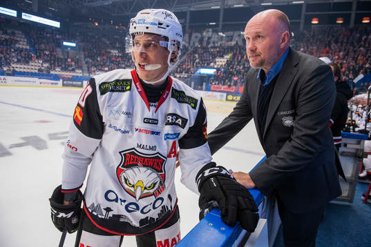 Malmö Redhawks tränare Peter Andersson och Robin Alvarez
