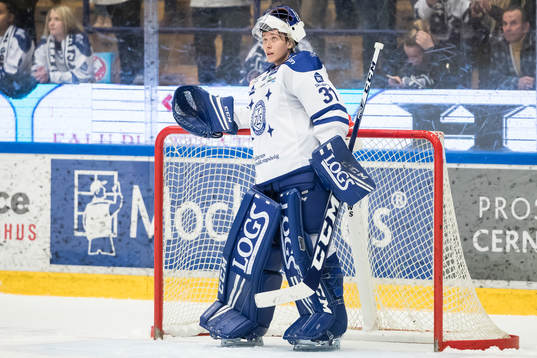 Leksands målvakt Jonas Arntzen  i ishockeymatchen i