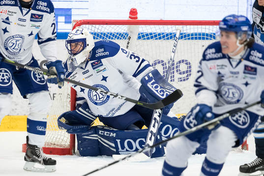 Leksands målvakt Jonas Arntzen  i ishockeymatchen i