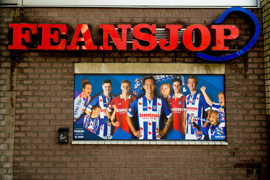 A poster with Martin Ødegaard of Heerenveen outside the