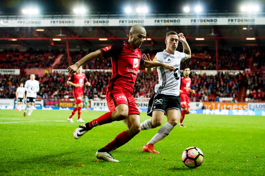 Amin Mimoun Nouri of Brann and Alex Gersbach of Rosenborg