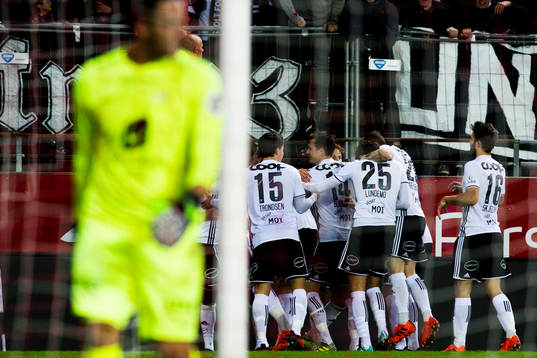 Rosenborg players celebrate 1-0