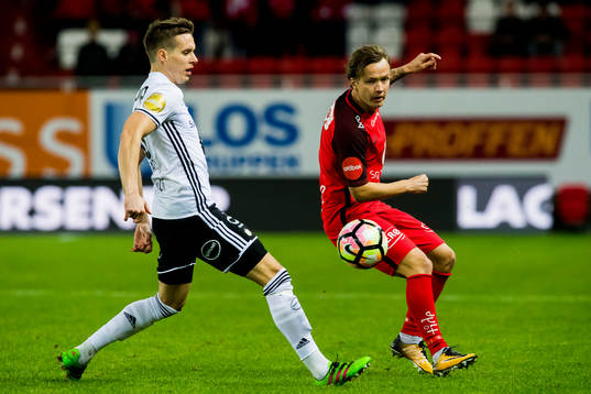 Anders Konradsen of Rosenborg and Fredrik Haugen of Brann