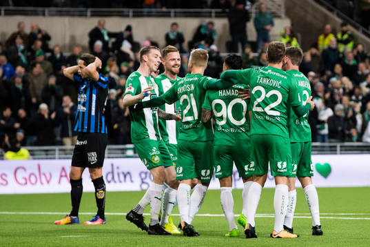 Hammarbys spelare jublar