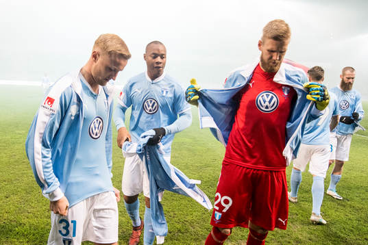 Malmö FFs Franz Brorsson, Carlos Strandberg och målvakt