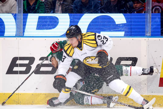 Frölundas Sebastian Stålberg och Brynäs Lucas Carlsson
