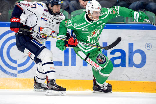 Linköpings Adam Ginning och Rögles Daniel Widing