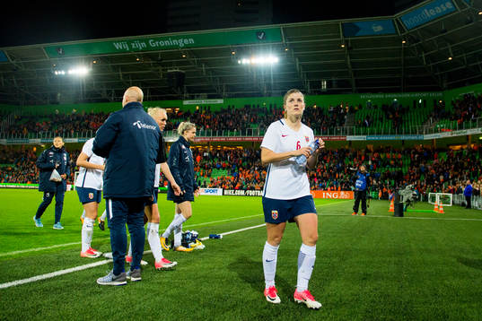 Maren Mjelde of Norway walks off the pitch