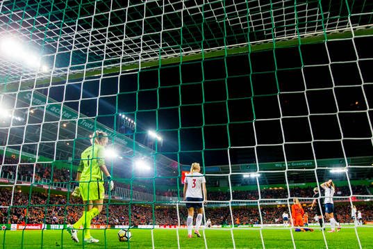 Goalkeeper Ingrid Hjelmseth, Maria Thorisdottir and Maren