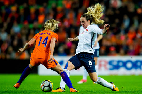Jackie Groenen of The Netherlands and Ingrid Schjelderup of