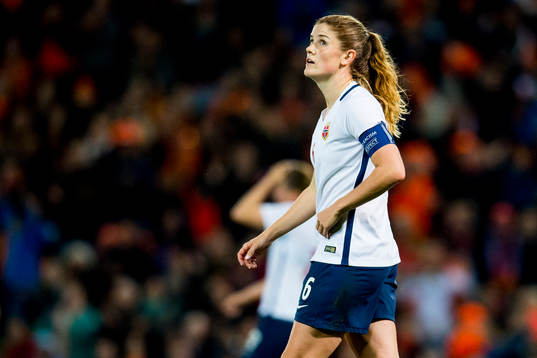 Maren Mjelde of Norway looks dejected