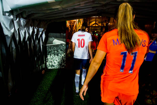 Caroline Graham Hansen of Norway and Lieke Martens of