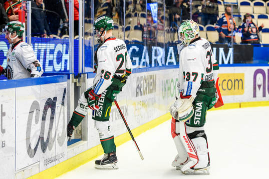 Frölundas Rasmus Dahlin och målvakt Johan Gustafsson