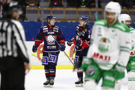 Linköpings Mathis Olimb och Ken Andre Olimb (målskytt)