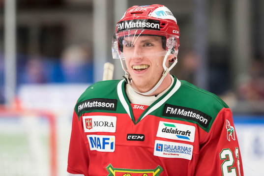 Moras Matias Lassen  i ishockeymatchen i SHL mellan Mora