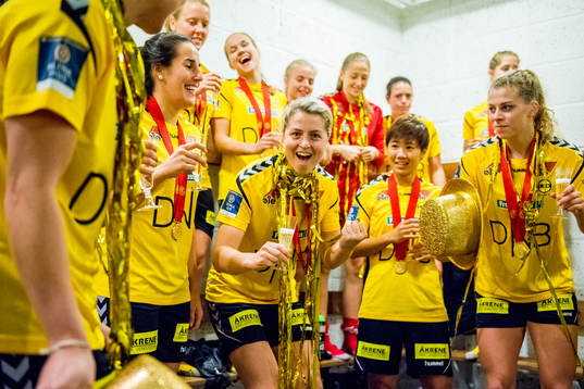 Ingrid Marie Spord of LSK Kvinner celebrates in the