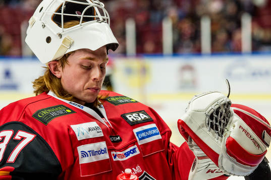 Malmö Redhawks målvakt Linus Gidbark innan