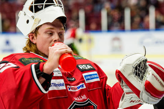 Malmö Redhawks målvakt Linus Gidbark innan
