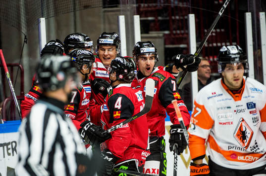 Malmö Redhawks spelare jublar