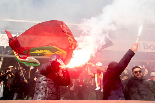 Dalkurd supporters i fotbollsmatchen i superettan mellan