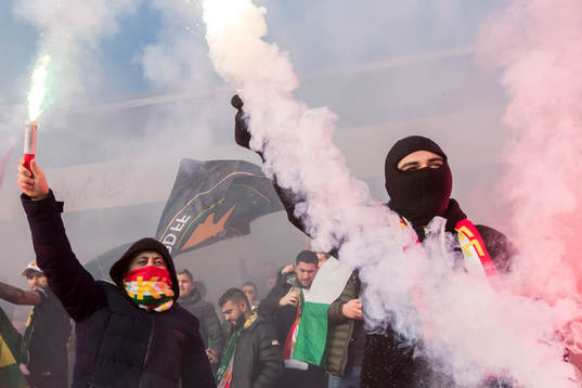 Dalkurd supporters i fotbollsmatchen i superettan mellan