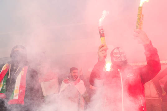Dalkurd supporters i fotbollsmatchen i superettan mellan