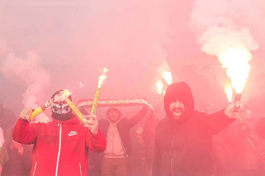 Dalkurd supporters i fotbollsmatchen i superettan mellan