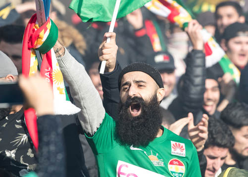 Dalkurd supporters i fotbollsmatchen i superettan mellan