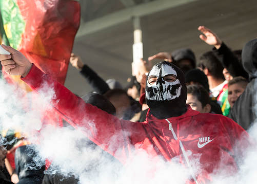 Dalkurd supporters i fotbollsmatchen i superettan mellan