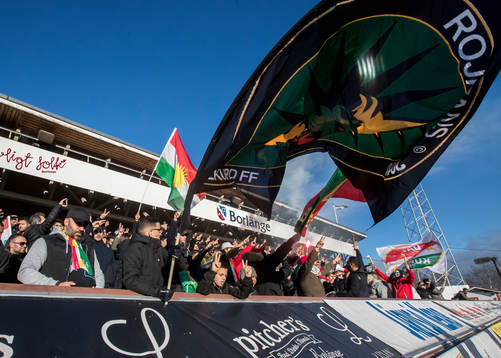 Dalkurd supporters i fotbollsmatchen i superettan mellan