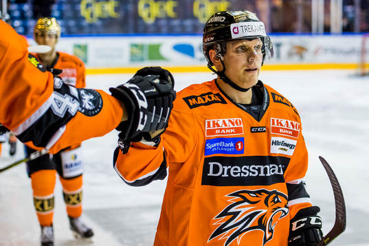 Mario Lamoreux of Frisk Asker celebrates