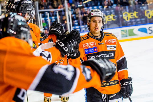 Mikkel Seiergren Christiansen of Frisk Asker celebrates