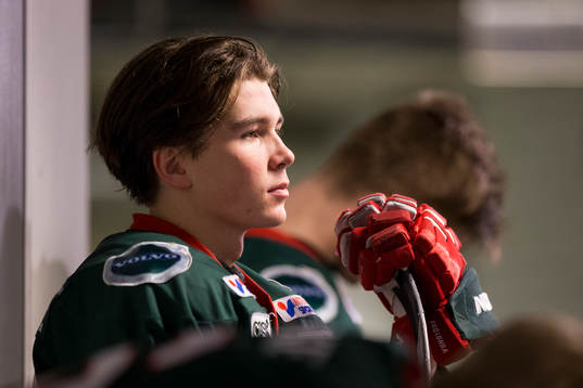 Frölundas Oliwer Fjällström innan ishockeymatchen i SHL
