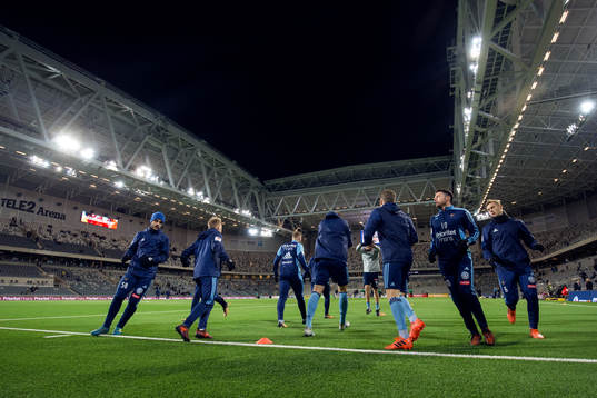 Djurgårdens spelare värmer upp