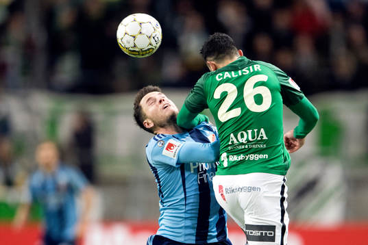 Djurgårdens Kerim Mrabti och Jönköpings André Calisir