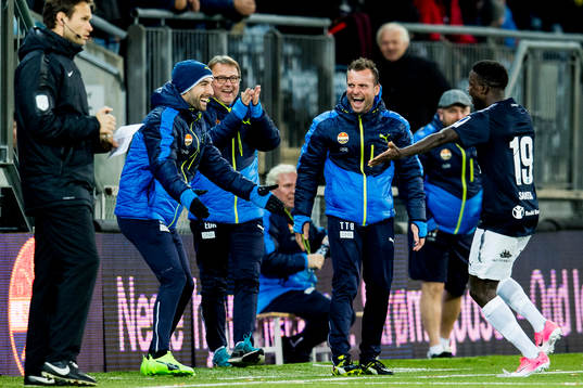 Francisco Junior of Strømsgodset celebrates