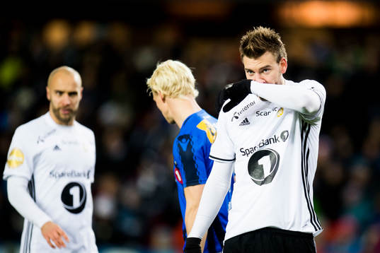 Nicklas Bendtner of Rosenborg looks dejected
