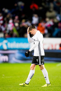 Pål André Helland of Rosenborg looks dejected