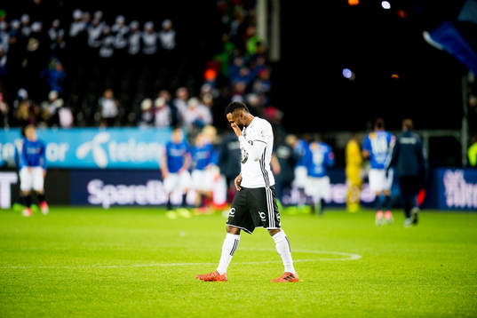 Samuel Adegbenro of Rosenborg looks dejected
