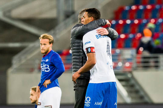 Ole Gunnar Solskjær, manager of Molde and Ruben Gabrielsen